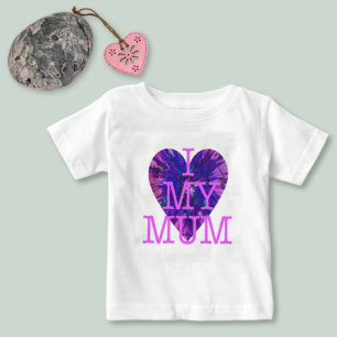 Girly I Love my Mum Slogan Purple Pink Arty Heart Toddler T-shirt