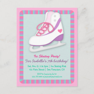 Girly Ice Skating Birthday Party Invitations