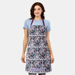 Girly Iridescent Roses and Glitter Drips Apron
