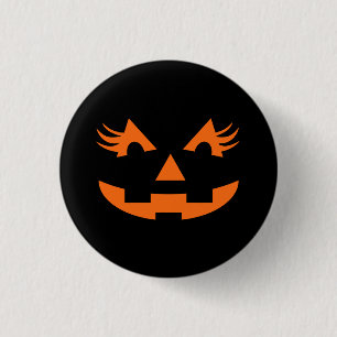 Girly Jack O Lantern Halloween 1 Inch Round Button