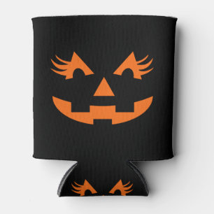 Girly Jack O Lantern Halloween Can Cooler