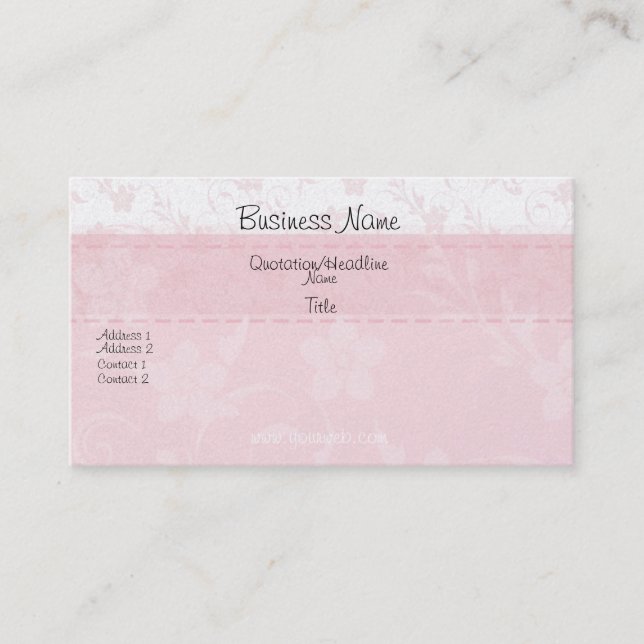 Girly Lady Faded Pink Delicate Flower Pattern Business Card (Front)