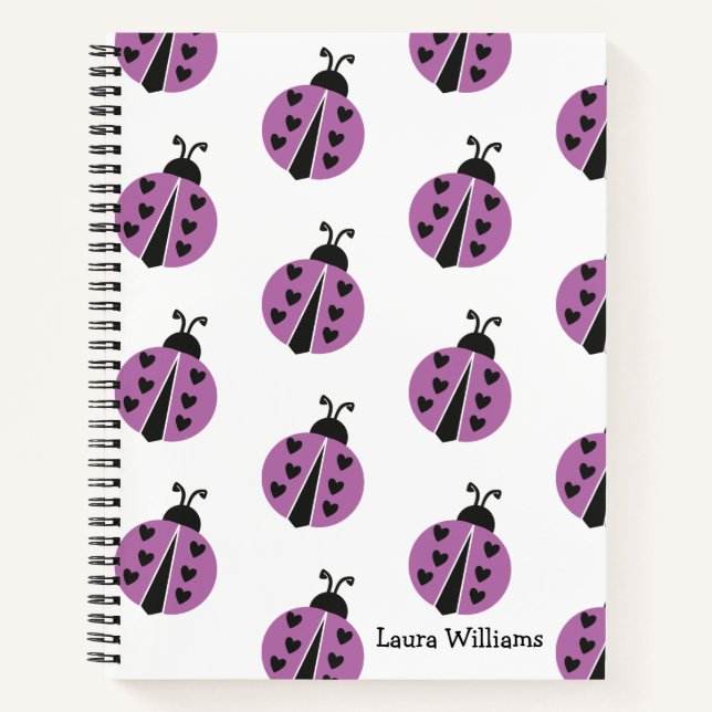 Girly Ladybug Personalized Notebook (Front)