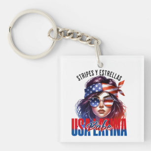 Girly Latina Fourth of July Independence Day Cook Keychain