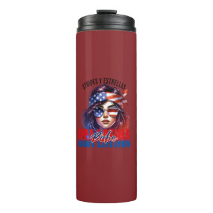 Girly Latina Fourth of July Independence Day Cook Thermal Tumbler