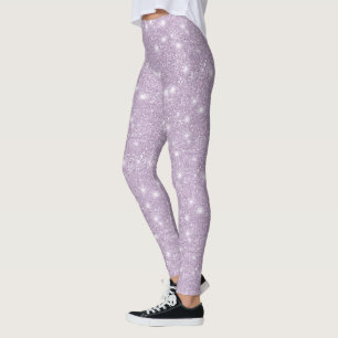 Girly Lavender Faux Glitter Sparkle Leggings