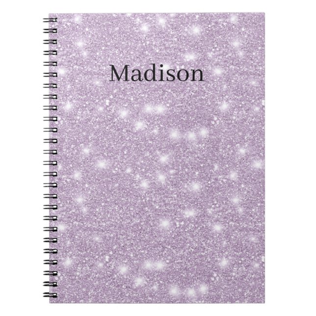 Girly Lavender Faux Glitter Sparkle Notebook (Front)