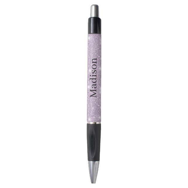 Girly Lavender Faux Glitter Sparkle Pen (Front Vertical)