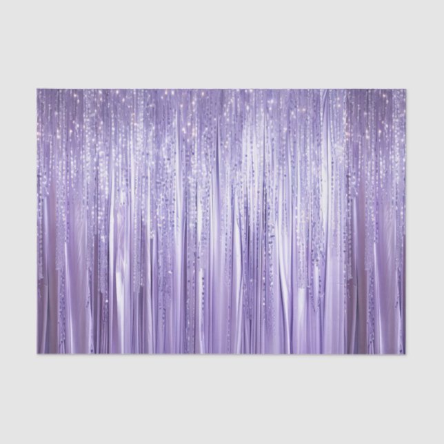Girly Lavender Purple Glam Tinsel Stripes  Tissue Paper (Front)