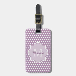 Girly Lavender Purple Polka Dots Monogram and Name Luggage Tag
