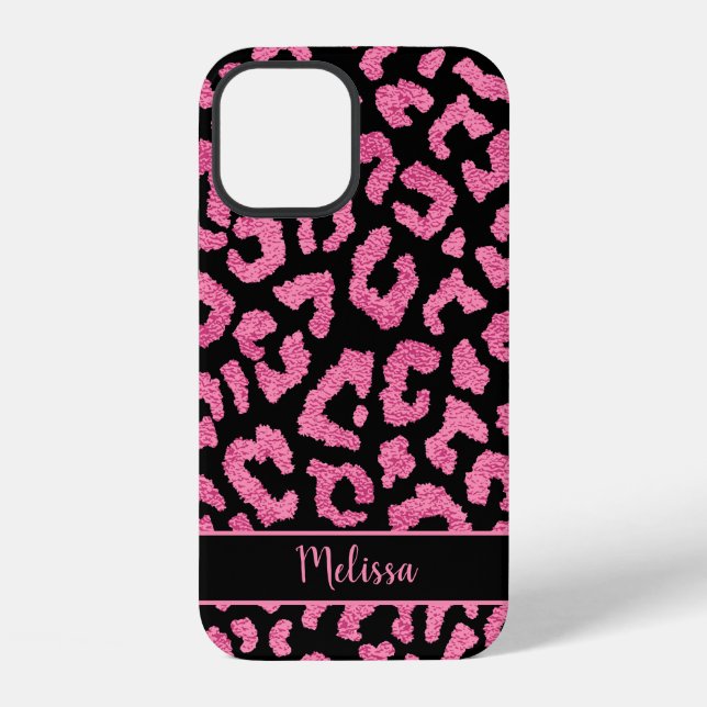 Girly Leopard Animal Print Pattern Personalized iPhone Case (Back)