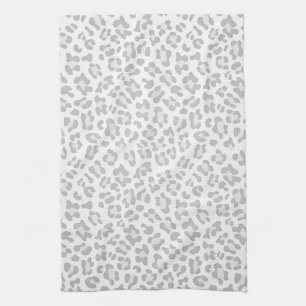 Girly Leopard Animal Print Silver Chic Kitchen Towel