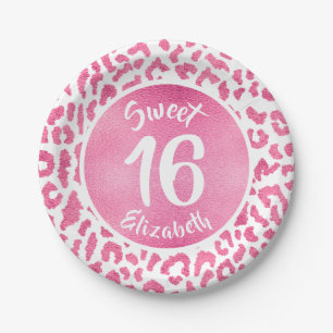 Girly Leopard Birthday Party Paper Plate