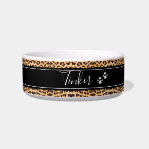 Girly Leopard Print Personalized Pet  Bowl
