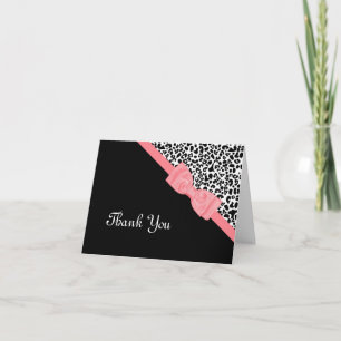 Girly Leopard Print Pink Bow Thank You