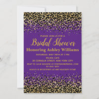 Girly Leopard Purple Gold Customized Bridal Shower