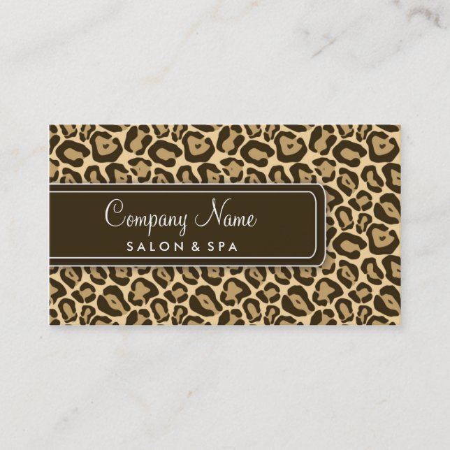 Girly Leopard Salon Business Cards (Front)