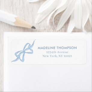 Girly Light Blue Bow Ribbon Return Address