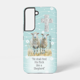 Girly Light Blue Floral Sheep Cross Bible Samsung Galaxy Case