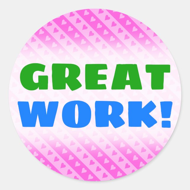 Girly Light Pink & Dark Pink Heart Stripes Pattern Classic Round Sticker (Front)