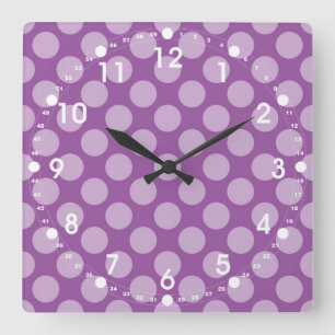 Girly Light Purple Polka Dots on Purple Cute Gifts Square Wall Clock