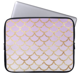 Girly Lilac Purple Gold Mermaid Glitter Sparkles Laptop Sleeve