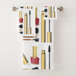Girly Lipstick Cosmetics Makeup Bath Towel Set