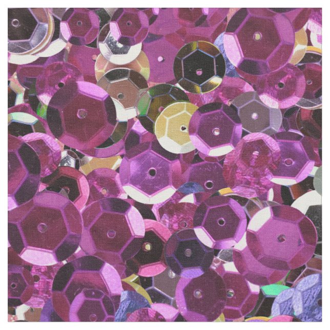Girly Magenta Pink Faux Sequins Fabric (Close Up)