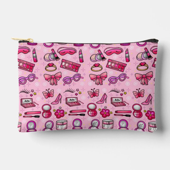 Girly Makeup - Pink Accessory Pouch (Front)