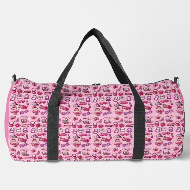 Girly Makeup - Pink Duffle Bag (Front)