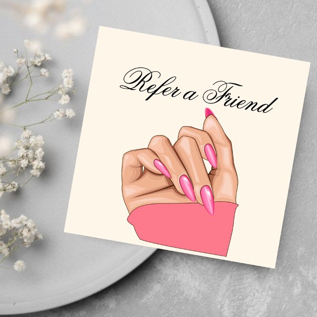 Girly Manicurist Nails Typography Referral Card (Creator Uploaded)
