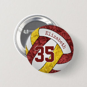 girly maroon gold volleyball team colours 2 inch round button