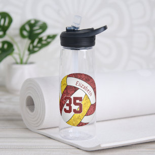 girly maroon gold volleyball team colours water bottle