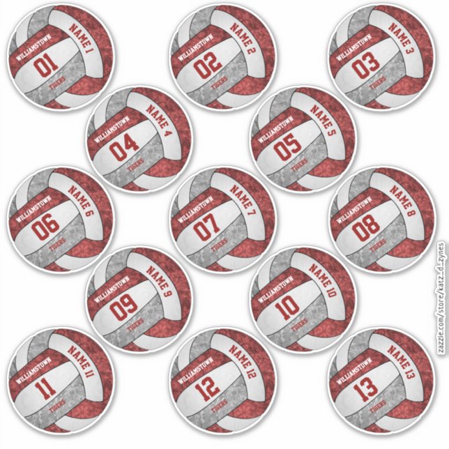 girly maroon grey volleyball custom players names (Front)