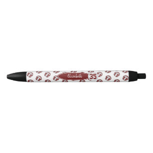 girly maroon white personalized volleyball black ink pen