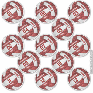 girly maroon white volleyball custom players names