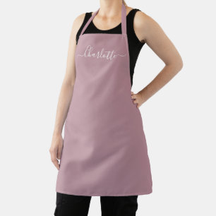 Girly mauve custom modern script name monogram apron