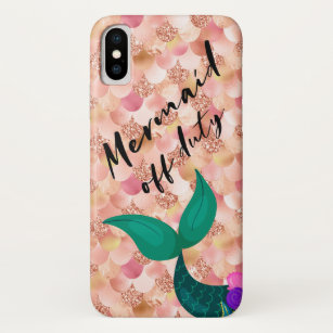 Girly Mermaid Off Duty Teal Tail Rose Gold Scales Case-Mate iPhone Case