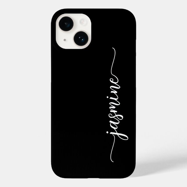Girly Minimalist Black Monogram Name Script   Case-Mate iPhone Case (Back)