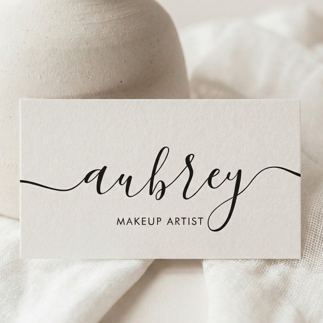 Girly Minimalist Calligraphy White Business Card (Creator Uploaded)