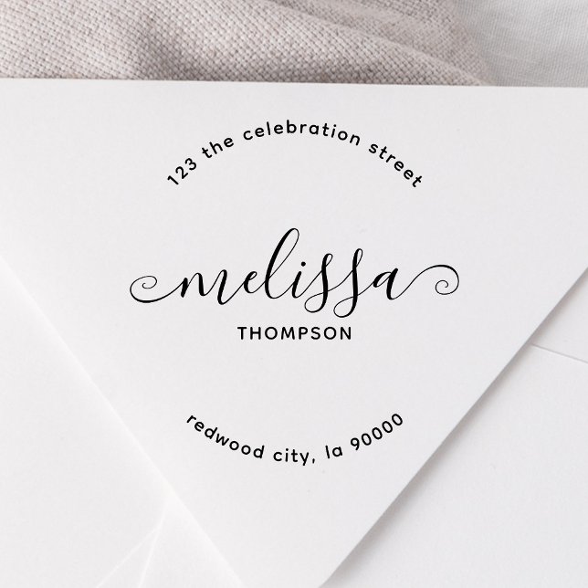 Girly Minimalist Elegant Script Return Address Self-inking Stamp (Creator Uploaded)