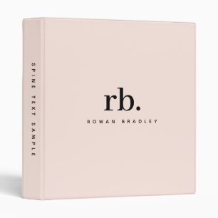Girly Minimalist Monogram Blush Pink Professional Binder