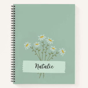 Girly minimalist Monogram cute simple Daisy blue Notebook