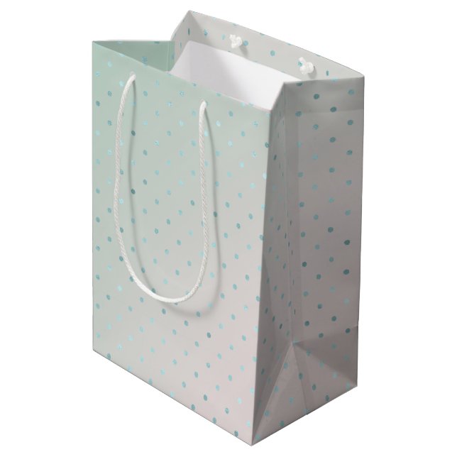 Girly Mint Aqua Peach Glam Dots       Medium Gift  Bag (Back Angled)