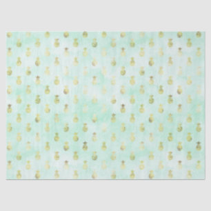 Girly Mint Glam Gold Tropical Pineapples Tissue Paper