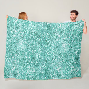Girly Mint Glitter Confetti Fleece Blanket