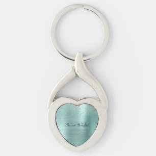 Girly Mint Gold Glam Sparkle Confetti Keychain