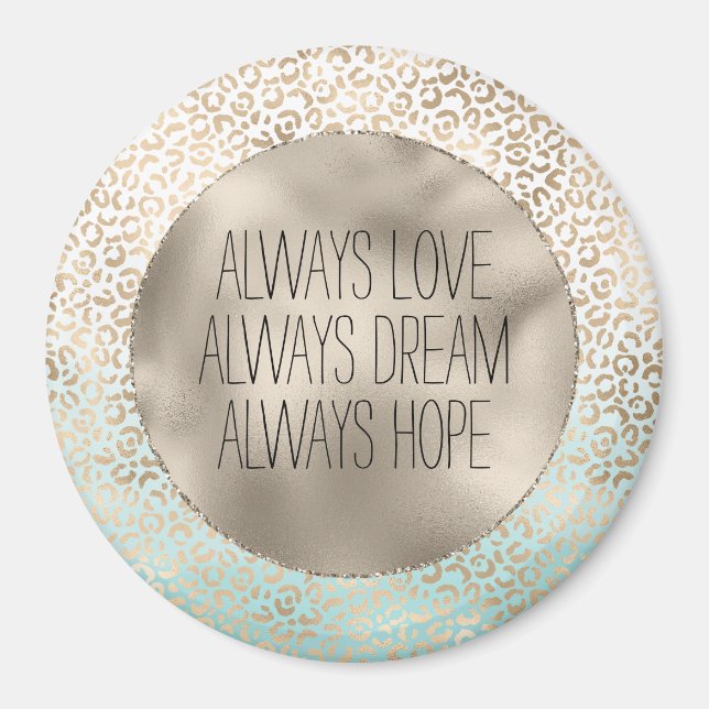 Girly Mint Gold Ombre Leopard Print Magnet (Front)