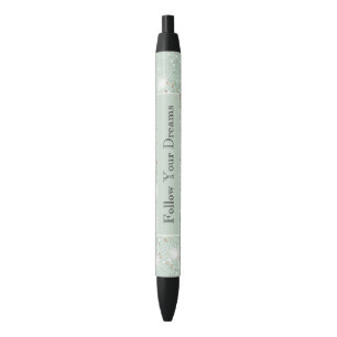 Girly Mint Green Glitter Dreams Black Ink Pen