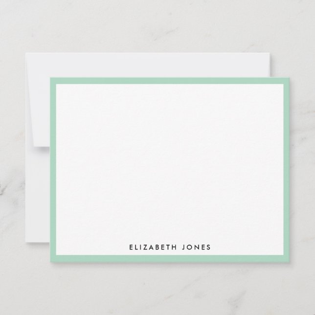 Girly Mint Green Modern Elegant Classic Minimalist Card (Front)